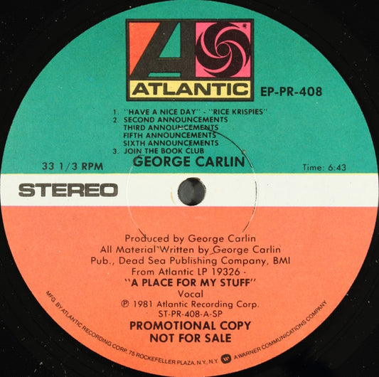 From Atlantic LP 19326 - "A Place For My Stuff" by George Carlin