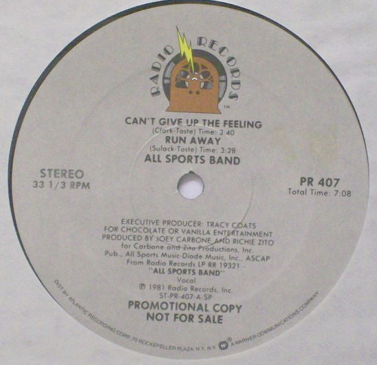 Can't Give Up The Feeling / Run Away by All Sports Band