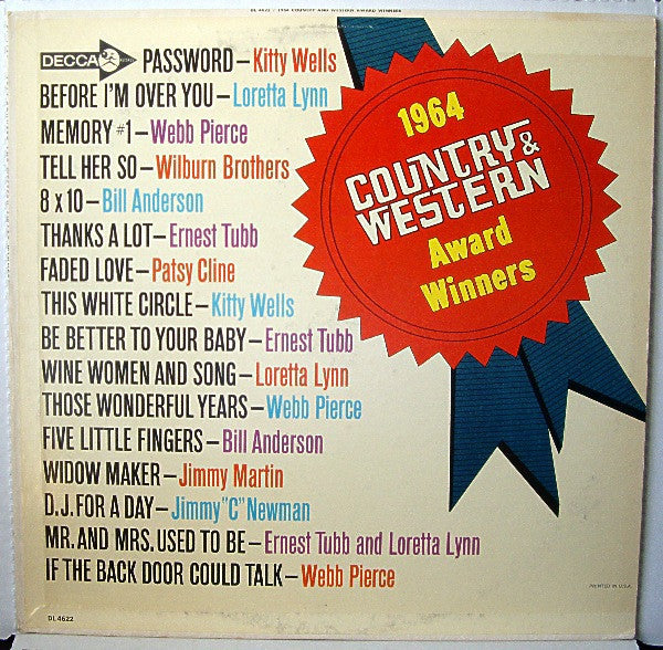 1964 Country And Western Award Winners by Various